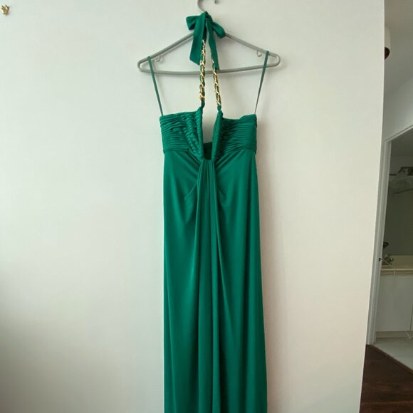 BCBGMAXAZRIA Sophira Green Halter Gown Size XS - Picture 3 of 11
